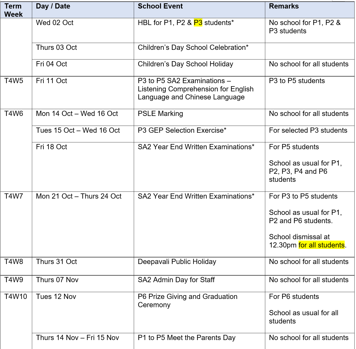 2024 Timetable (Revised)